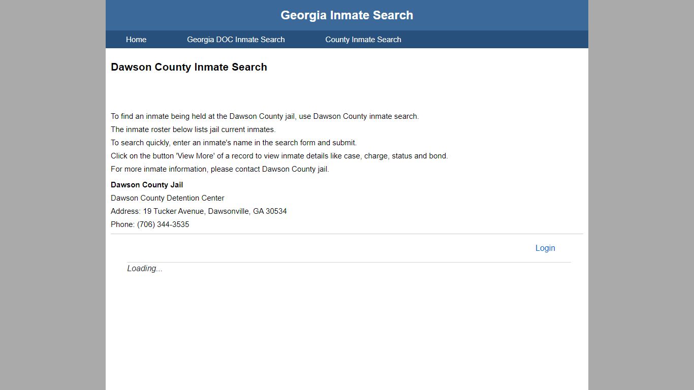 Dawson County Jail Inmate Search