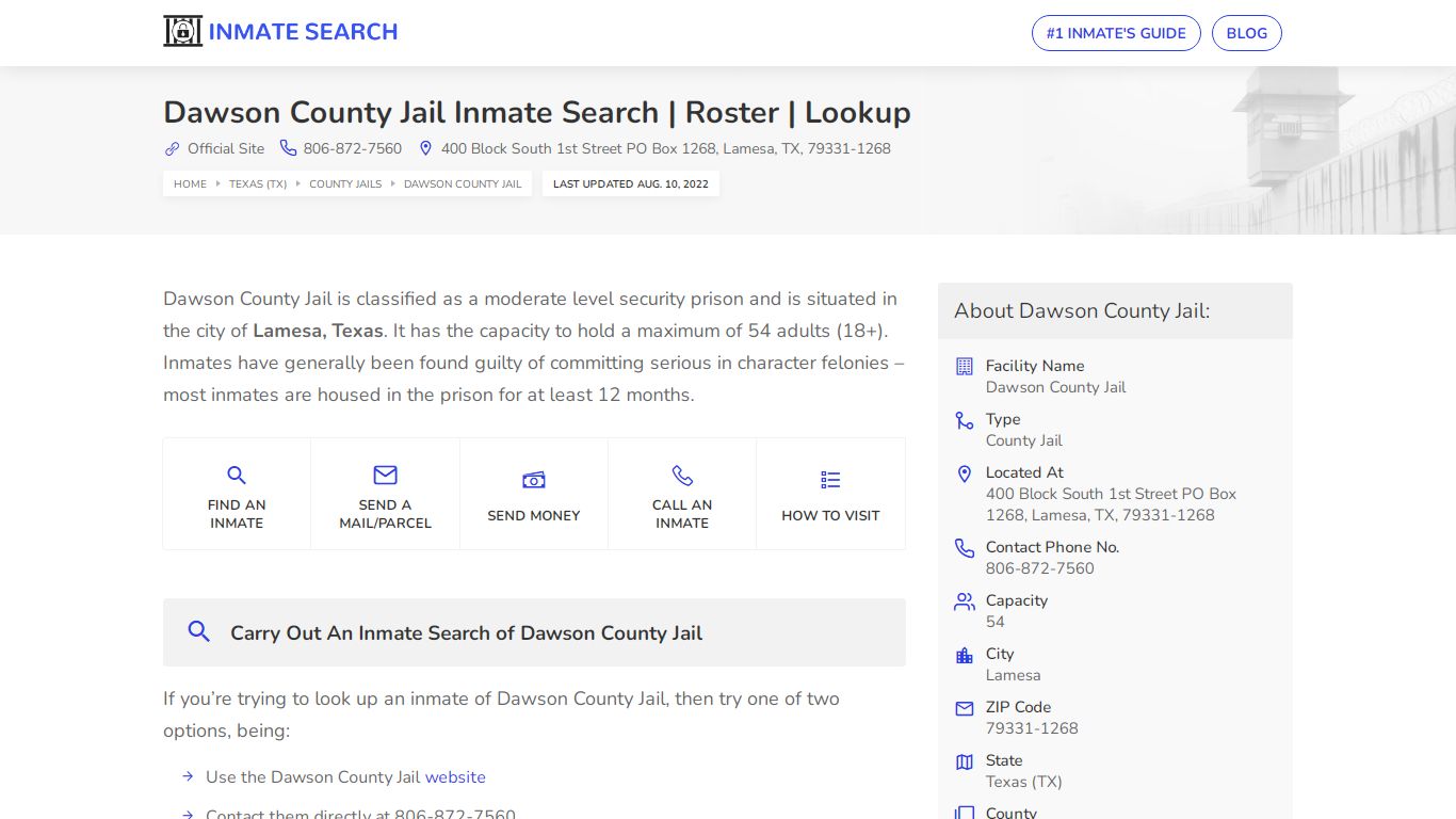 Dawson County Jail Inmate Search | Roster | Lookup