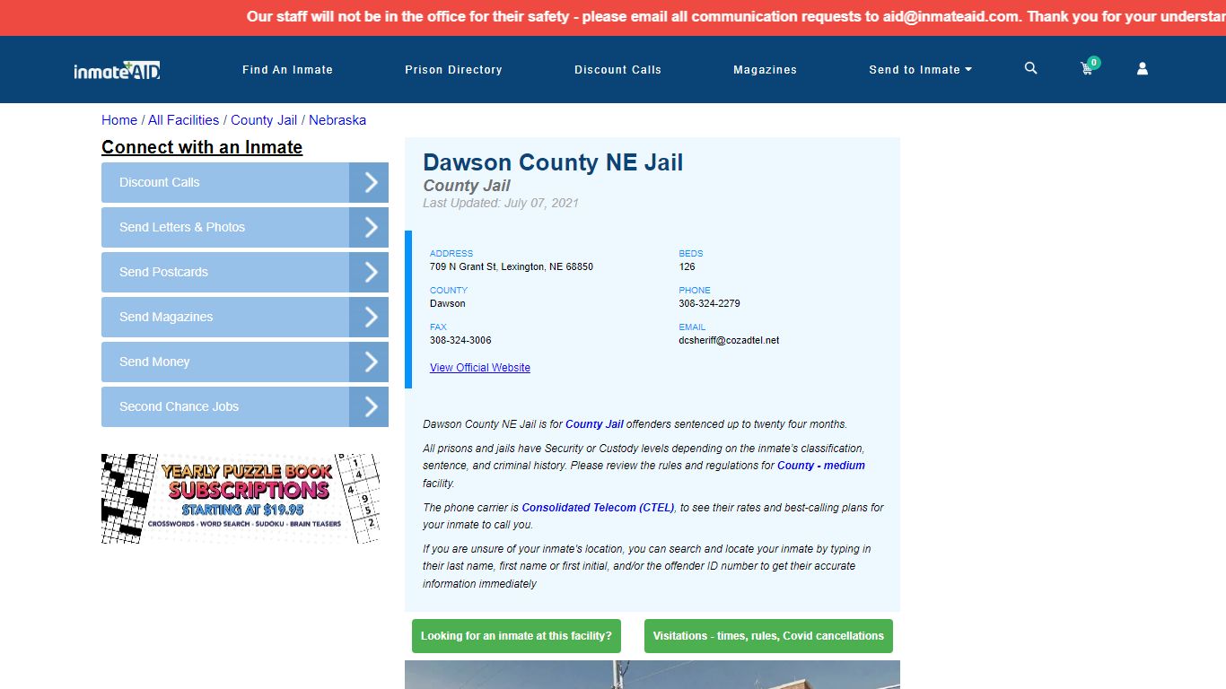 Dawson County NE Jail - Inmate Locator - Lexington, NE